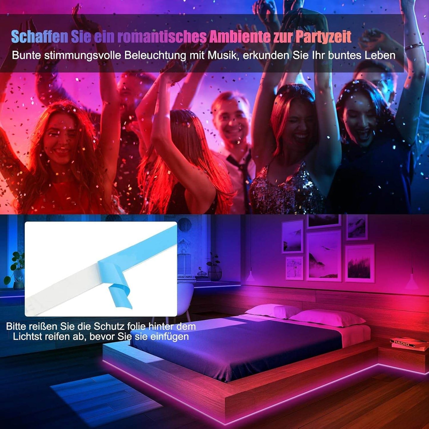 Diyife 6M LED Strip [App Smart Steuerung], RGB LED Streifen Bluetooth-Verbindung, Usb-Schnittstelle Lichterkette Band, Musik/Sprachsynchronisation Farbe Ändern DIY Fernseher, Sofa, Vorhang