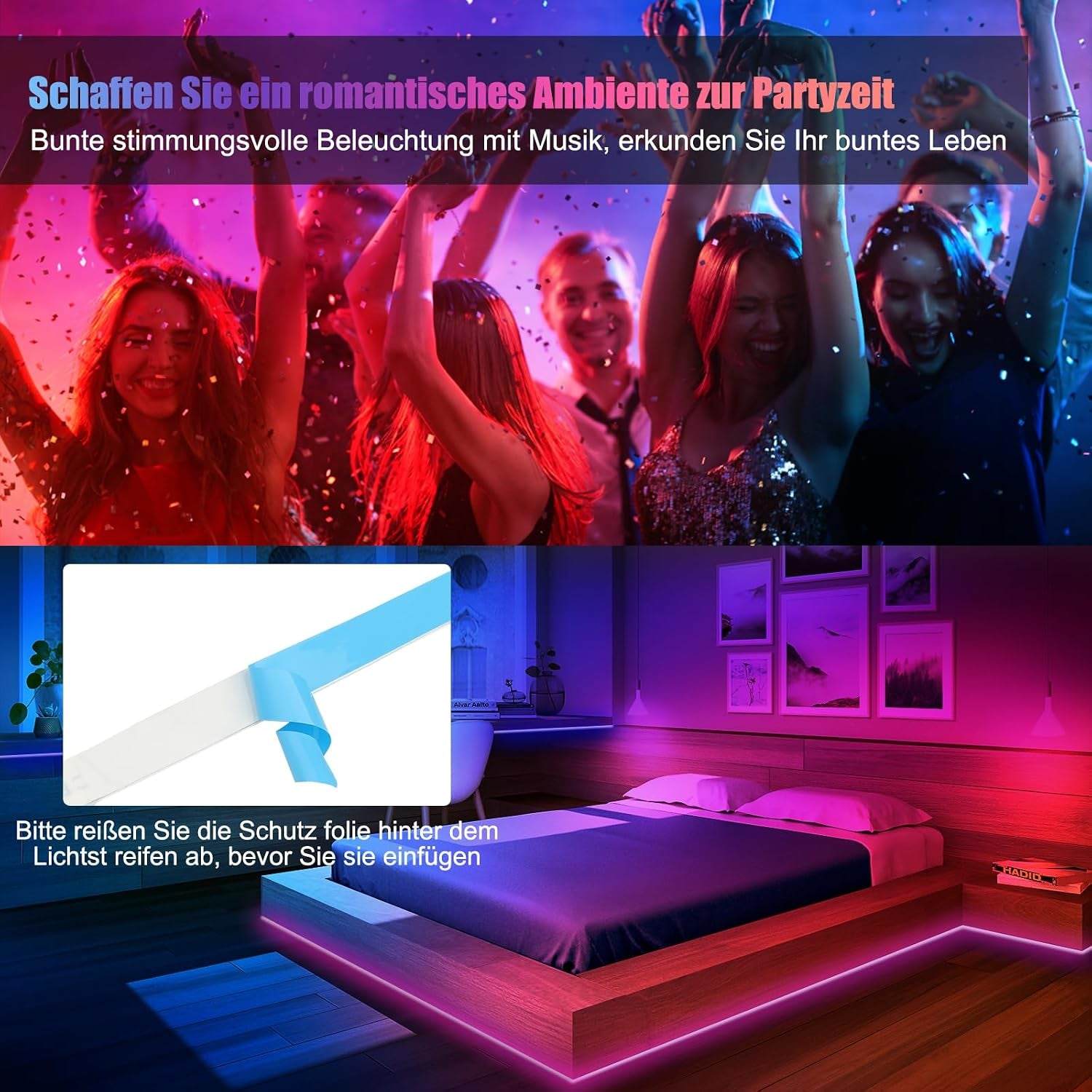 Diyife 6M LED Strip [App Smart Steuerung], RGB LED Streifen Bluetooth-Verbindung, Usb-Schnittstelle Lichterkette Band, Musik/Sprachsynchronisation Farbe Ändern DIY Fernseher, Sofa, Vorhang