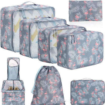 Packing Cubes in Red Flamingo – 8-Piece Suitcase Organizer Set