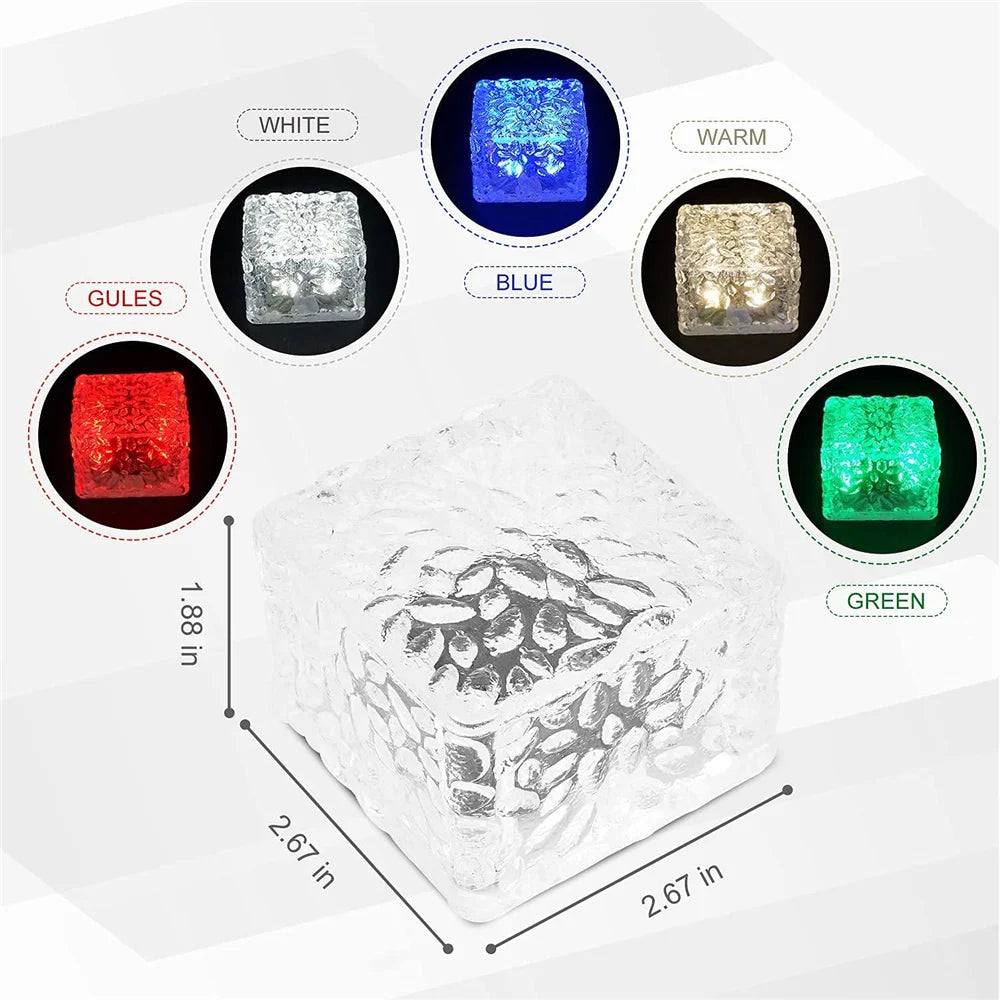 Solar-Gartenleuchten Eiswürfel-Optik (4er-Set, wasserdicht) / Solar Garden Lights – Ice Cube Pathway Lamps (Waterproof Outdoor Set)
