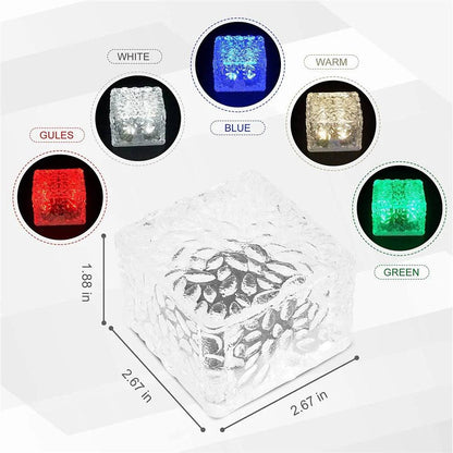 Solar-Gartenleuchten Eiswürfel-Optik (4er-Set, wasserdicht) / Solar Garden Lights – Ice Cube Pathway Lamps (Waterproof Outdoor Set)