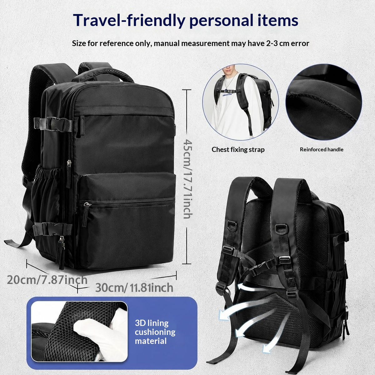 The Vacuum Compression Travel Bag – Travel Bag with Vacuum Pump & 16" Laptop Sleeve, detail view 3