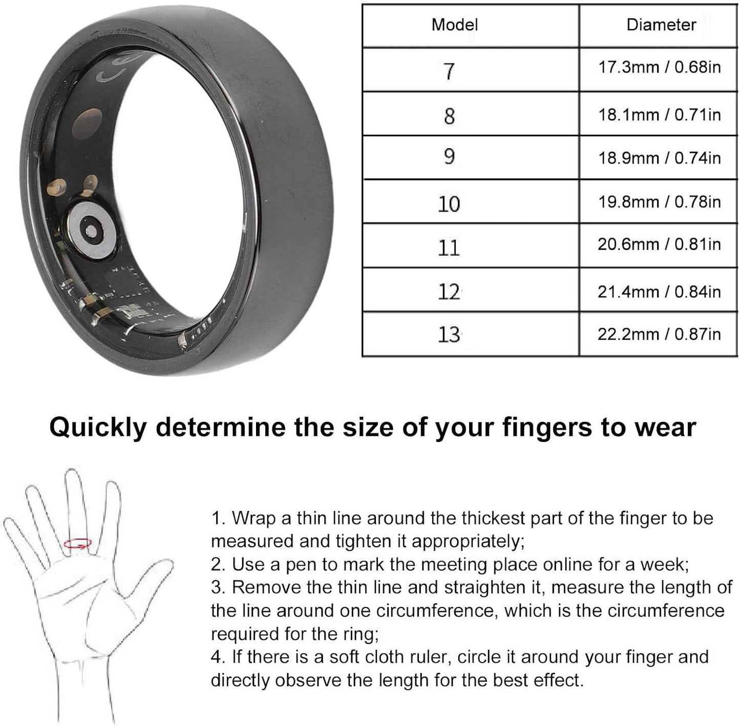 NFC Smart Ring, Health Tracker Ring Mit Multi Sport Modus, Schrittzähler, IP68 Wasserresistenz Für Den Täglichen Gebrauch