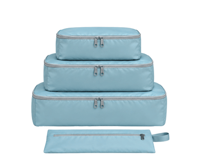 The Packing Cube Set in Sky Blue – 3 packing cubes and slim pouch