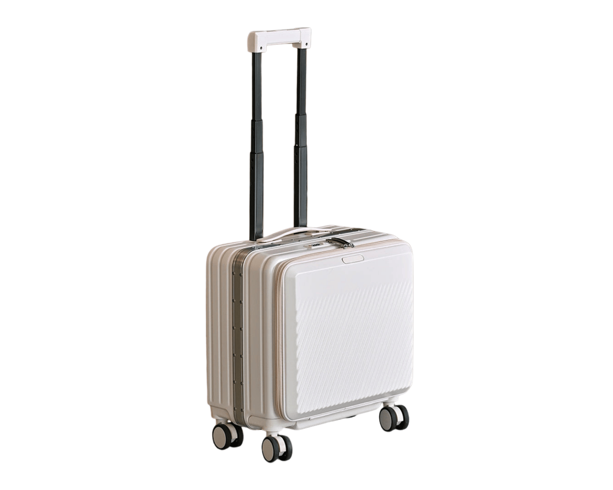18-inch front-opening cabin suitcase with spinner wheels