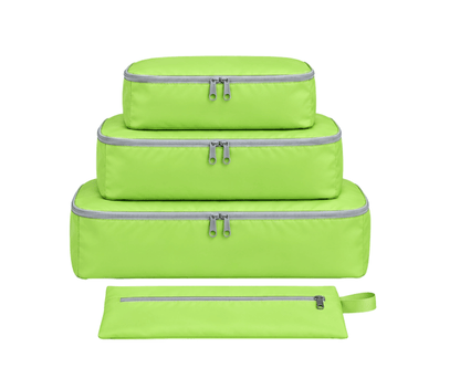 The Packing Cube Set in Neon Green – 3 packing cubes and slim pouch