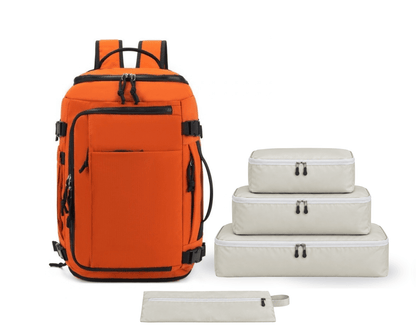 Smart Traveler Set in Orange – Carry-On Backpack & 4 Organizers