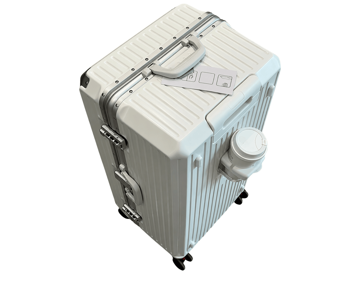 The Aluminium Trunk Suitcase in White – Aluminium Frame Hardshell Suitcase with TSA Lock