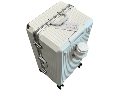 The Aluminium Trunk Suitcase in White – Aluminium Frame Hardshell Suitcase with TSA Lock