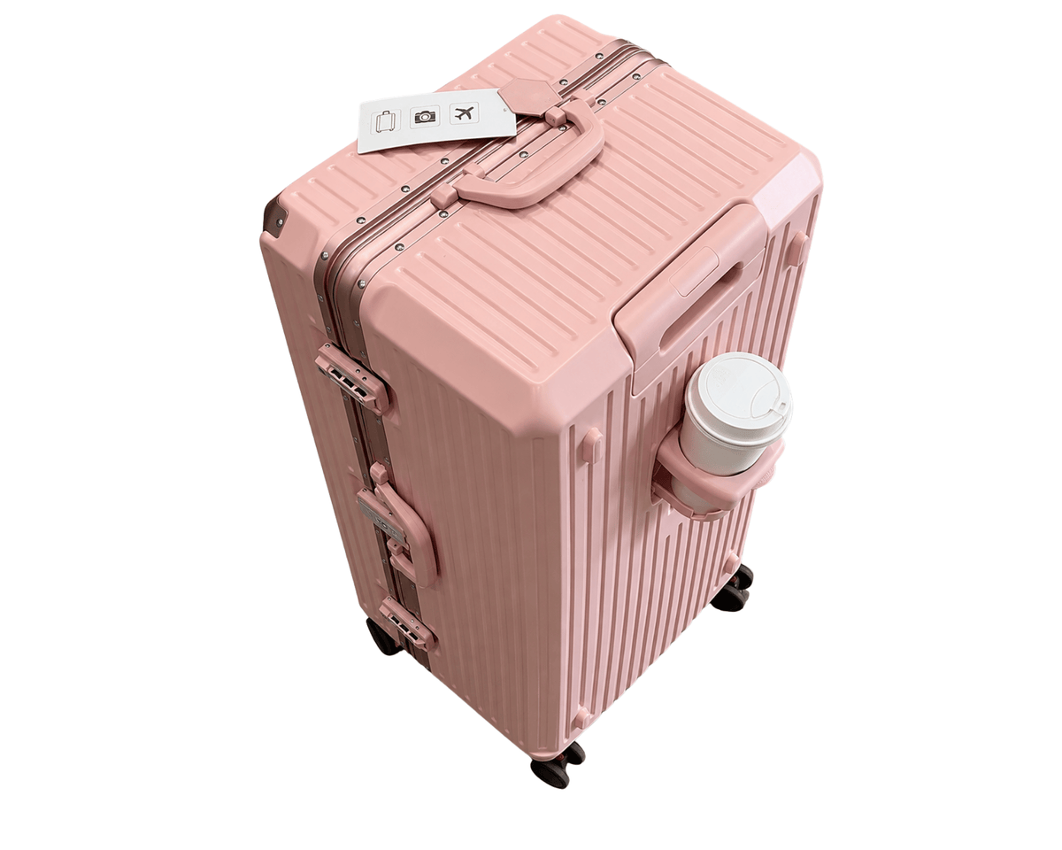 The Aluminium Trunk Suitcase in Pink – Aluminium Frame Hardshell Suitcase with TSA Lock