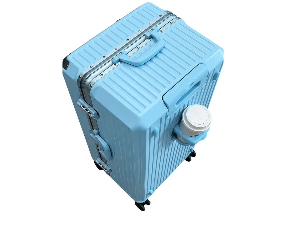The Aluminium Trunk Suitcase in Blue – Aluminium Frame Hardshell Suitcase with TSA Lock