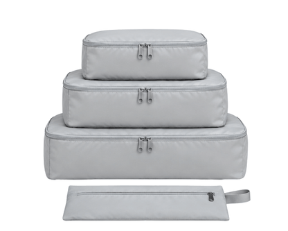 The Packing Cube Set in Grey – 3 packing cubes and slim pouch