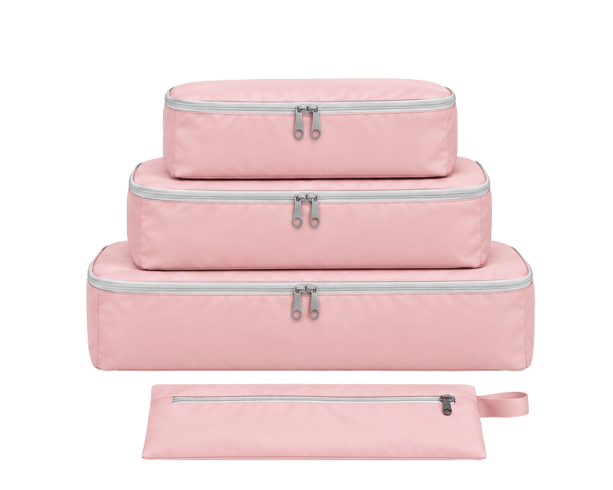 The Packing Cube Set in Light Pink – 3 packing cubes and slim pouch