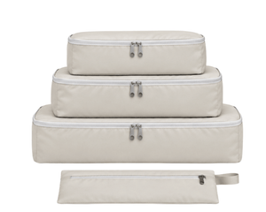 The Packing Cube Set in Cream – 3 packing cubes and slim pouch