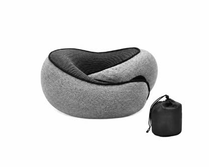 The Memory Foam Travel Pillow in Grey with carry pouch