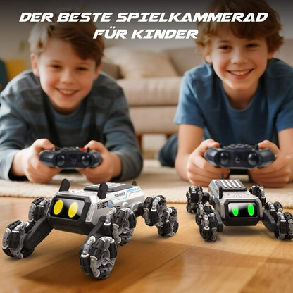 SIMREX Remote Control Robot Dog Toys for Kids 6+, Stunt RC Cars with LED Eyes & Gesture Control, 6+ Years Old Boys Girls Birthday Gift, Interactive Robot Toy with Mecanum Wheels & 3 Sounds, Sliver