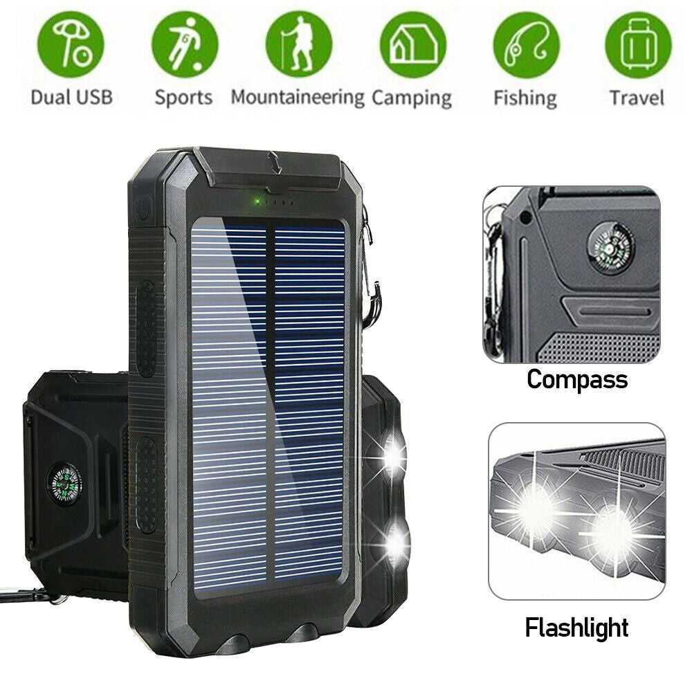 Solar-Powerbank 10.000 mAh wasserdicht mit LED-Lampe – Waterproof Solar Power Bank
