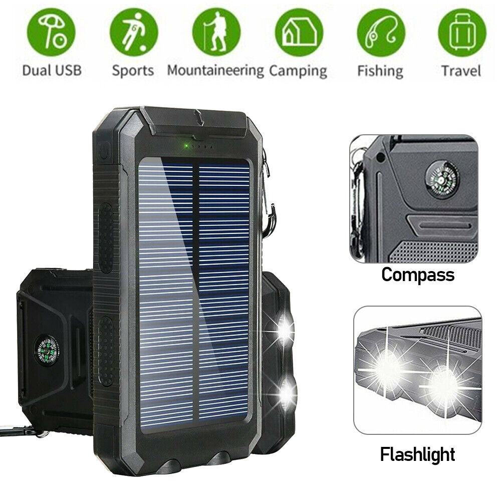 Solar-Powerbank 10.000 mAh wasserdicht mit LED-Lampe – Waterproof Solar Power Bank