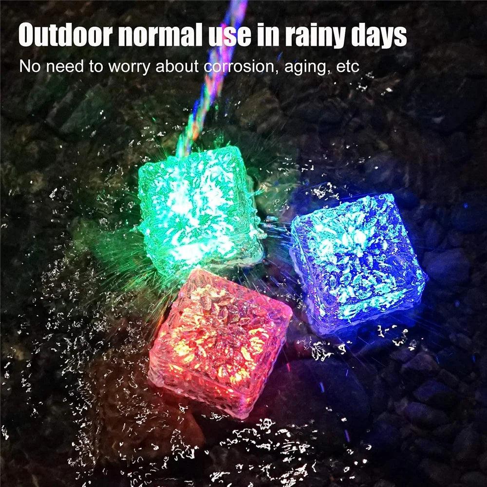 Solar-Gartenleuchten Eiswürfel-Optik (4er-Set, wasserdicht) / Solar Garden Lights – Ice Cube Pathway Lamps (Waterproof Outdoor Set)