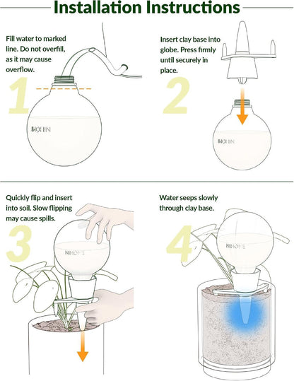 4 Stück Bewässerungskugeln Für Zimmerpflanzen, Selbstbewässerung Wasserspender Pflanzen Mit Tonbasis, Automatische Pflanzen Bewässerung, Plant Self-Watering Globes (Weiß)
