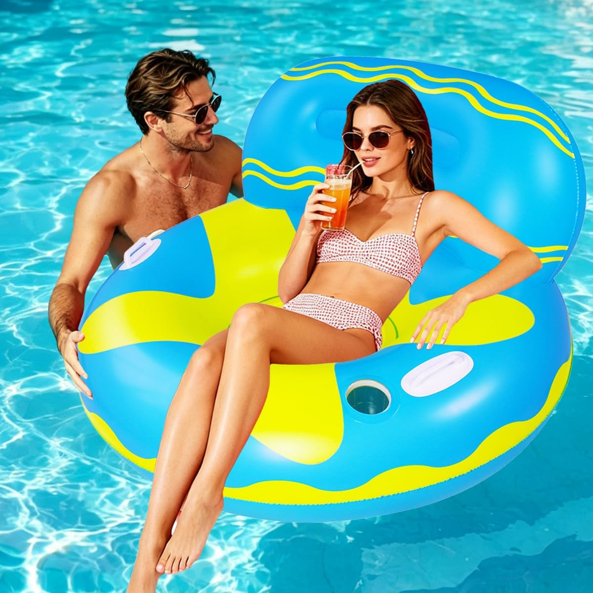 Pool Lounger Float, Hammock Inflatable Rafts, Air Sofa Floating Chair Bed, Drifter Swimming Pool Beach Float for Kids Adult Inflatable Swim Float