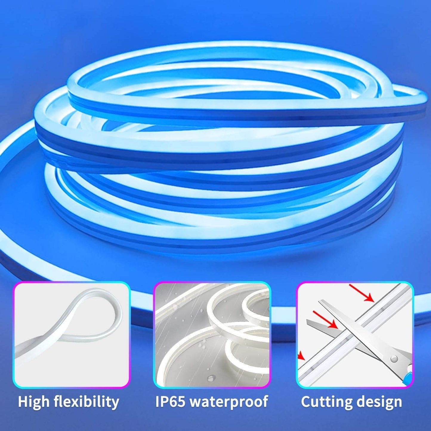 15M Neon Led Strip，App Steuerung,Mit Fernbedienung, IP65 Wasserdichte Flexible Neon LED Streifen, 24V Rgb LED Band Neon Seil Lampe, Anwendbar Auf Schlafzimmer, Raum Und Außendekoration