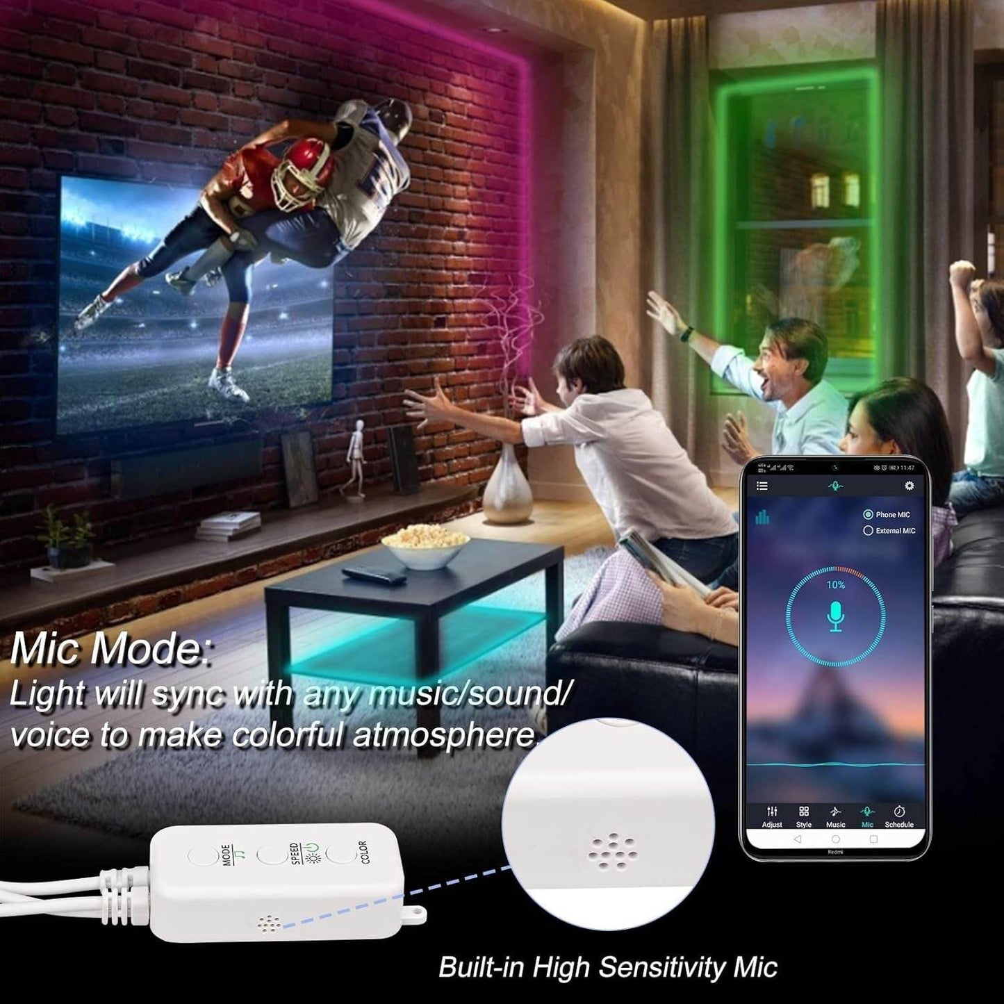 Sunity Bluetooth LED Streifen Steuerung Mit Netzteil (2 Anschlüsse Mit 12V Netzteil)