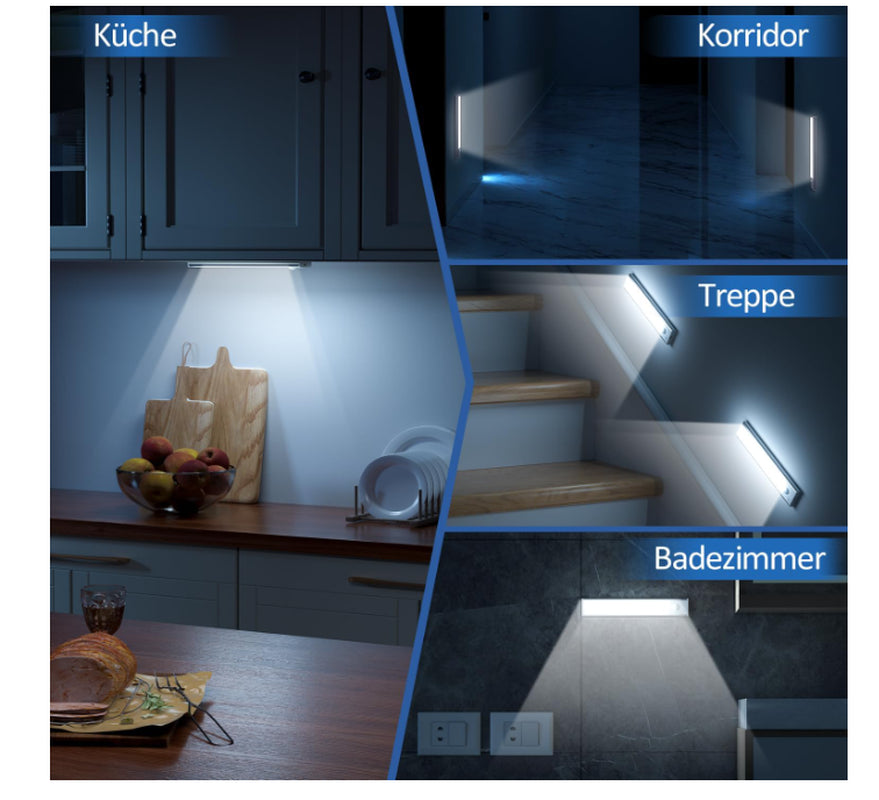 Under-Unit Light Kitchen LED Cabinet Lighting Motion Sensor 2 Pack