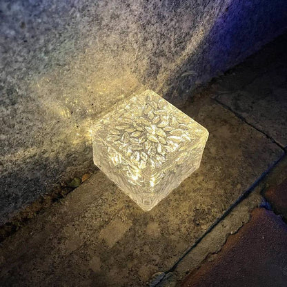 Solar-Gartenleuchten Eiswürfel-Optik (4er-Set, wasserdicht) / Solar Garden Lights – Ice Cube Pathway Lamps (Waterproof Outdoor Set)