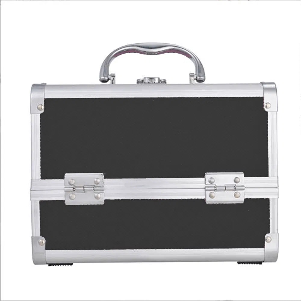 Lockable Makeup Case with Mirror & Brush Holder