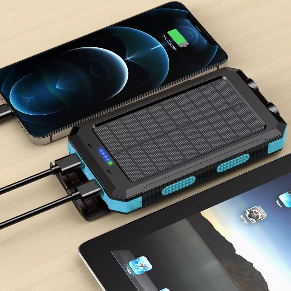 Solar-Powerbank 10.000 mAh wasserdicht mit LED-Lampe – Waterproof Solar Power Bank
