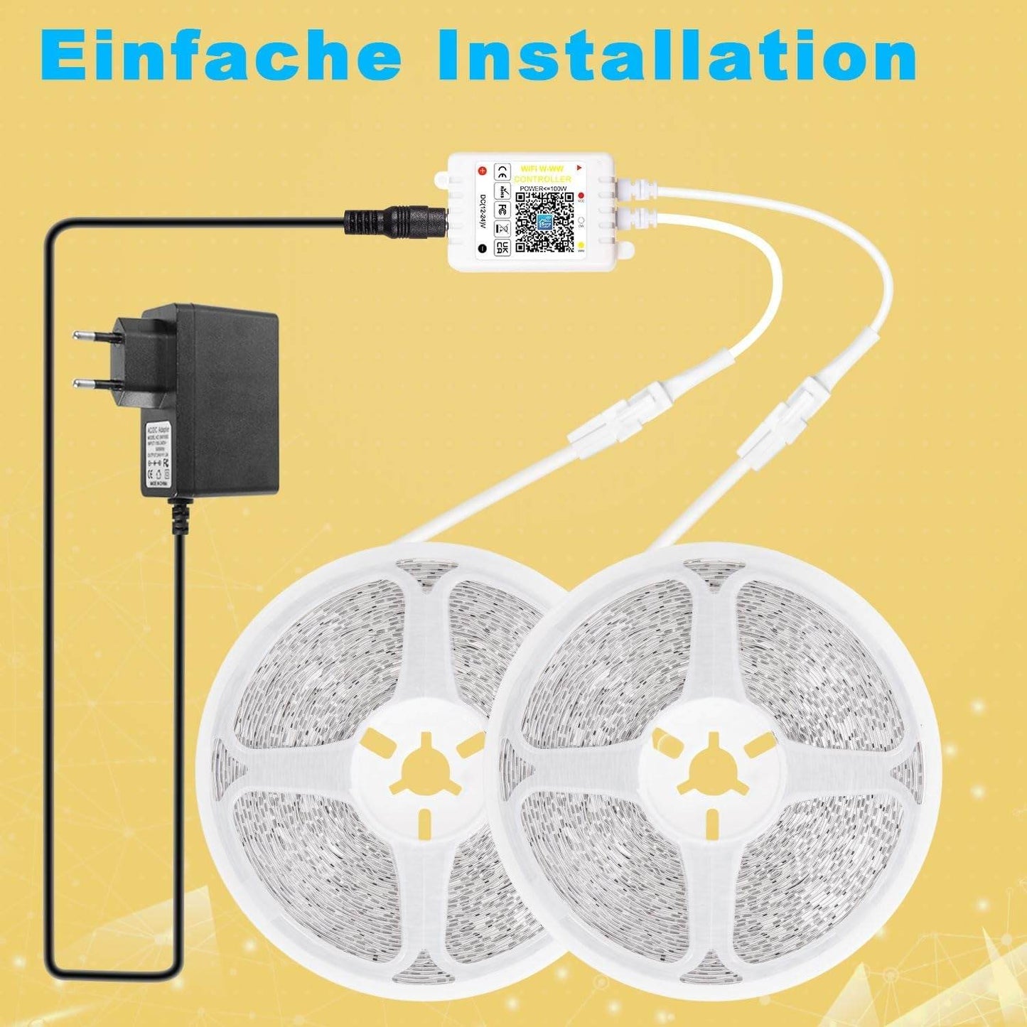 20M Led Streifen Weiß Alexa Kompatibel, 24V 3000K-6500K Warmweiß Bis Kaltweiß Dimmbar Mit Fernbedienung, Led Strip Weiß Selbstklebend Beleuchtung Für Innen Küche Dekoration