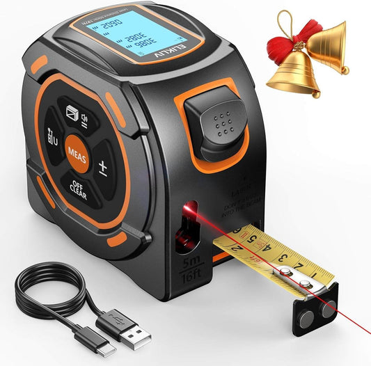 Digitaler Laser-Entfernungsmesser 60 m mit integriertem Maßband und LCD-Display für präzise Messungen