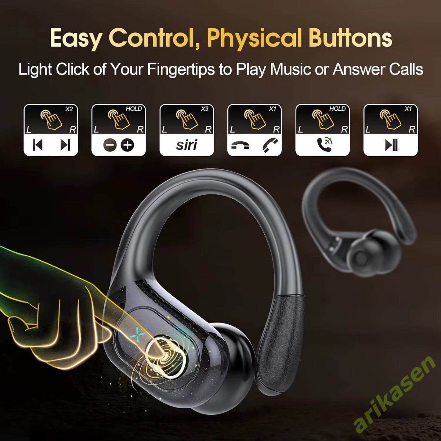 Bluetooth 5.3 Headphones 2024 Wireless Earbuds 75Hrs Sport Bluetooth Earphone with Noise Cancelling Mic IPX7 Waterproof Headsets