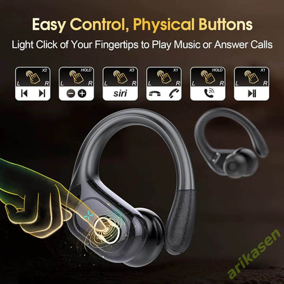 Bluetooth 5.3 Headphones 2024 Wireless Earbuds 75Hrs Sport Bluetooth Earphone with Noise Cancelling Mic IPX7 Waterproof Headsets