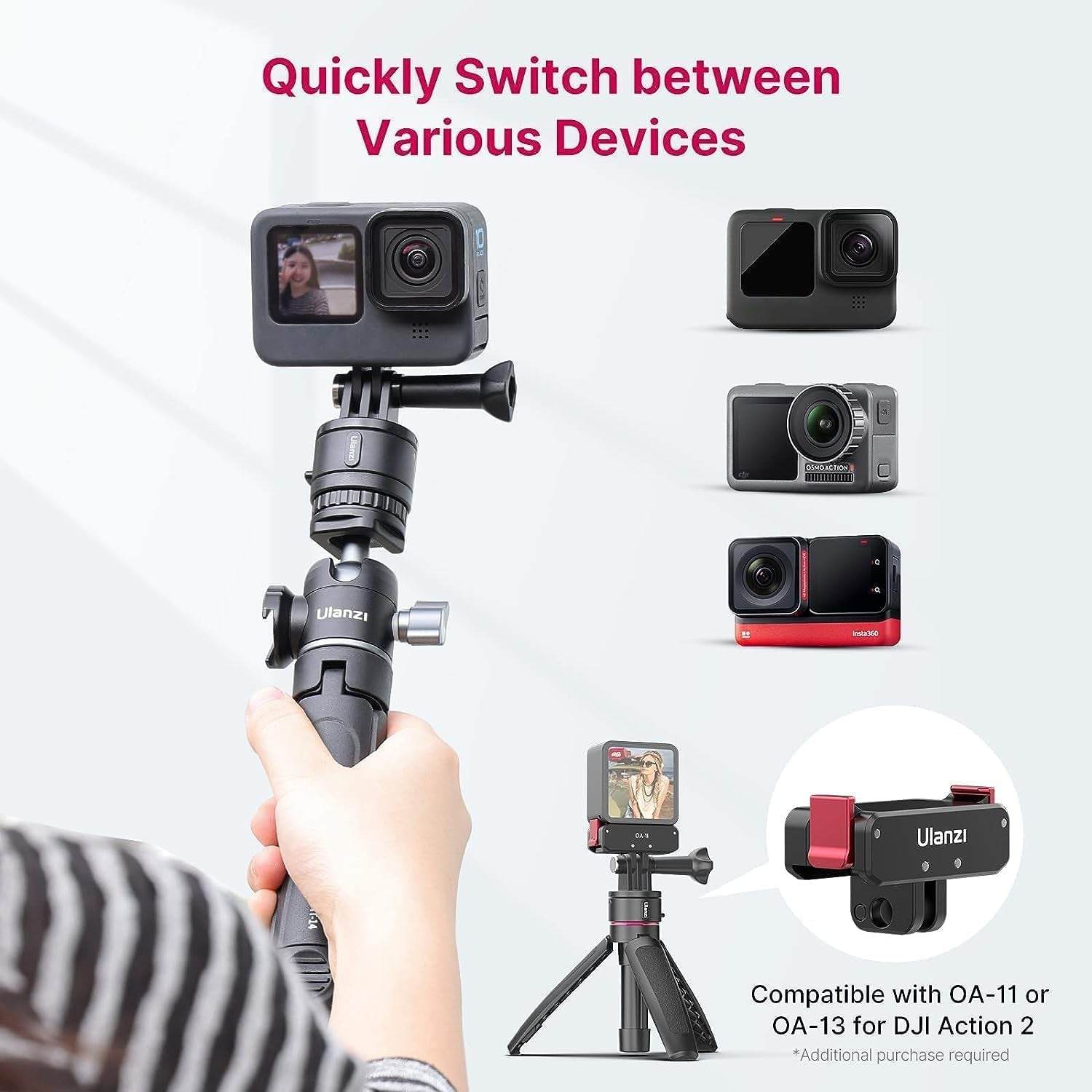ULANZI Action Camera Kugel Verbindung Schnalle Magnetische Schnellverschluss, 1/4'' Schraube & Schnittstelle, Starke Magnetische & Sichere Verriegelung Kompatibel Mit DJI OSMO Action Camera