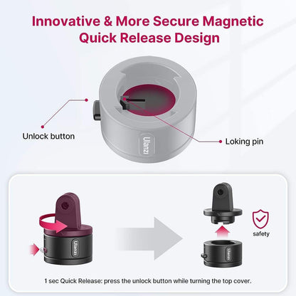 ULANZI Action Camera Kugel Verbindung Schnalle Magnetische Schnellverschluss, 1/4'' Schraube & Schnittstelle, Starke Magnetische & Sichere Verriegelung Kompatibel Mit DJI OSMO Action Camera
