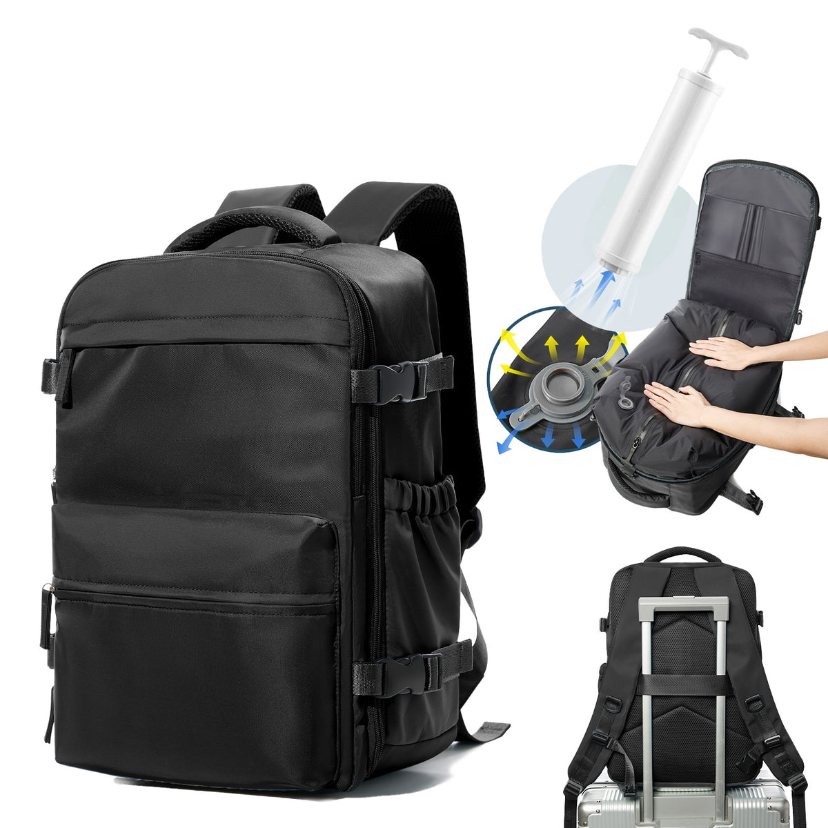 The Vacuum Compression Travel Bag – Travel Bag with Vacuum Pump & 16" Laptop Sleeve, detail view 1