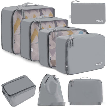 Packing Cubes in Bluish Gray – 8-Piece Suitcase Organizer Set