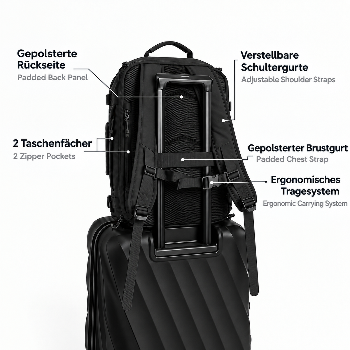 The Travel Bag – Expandable 28–38 L Travel Backpack, detail view 9