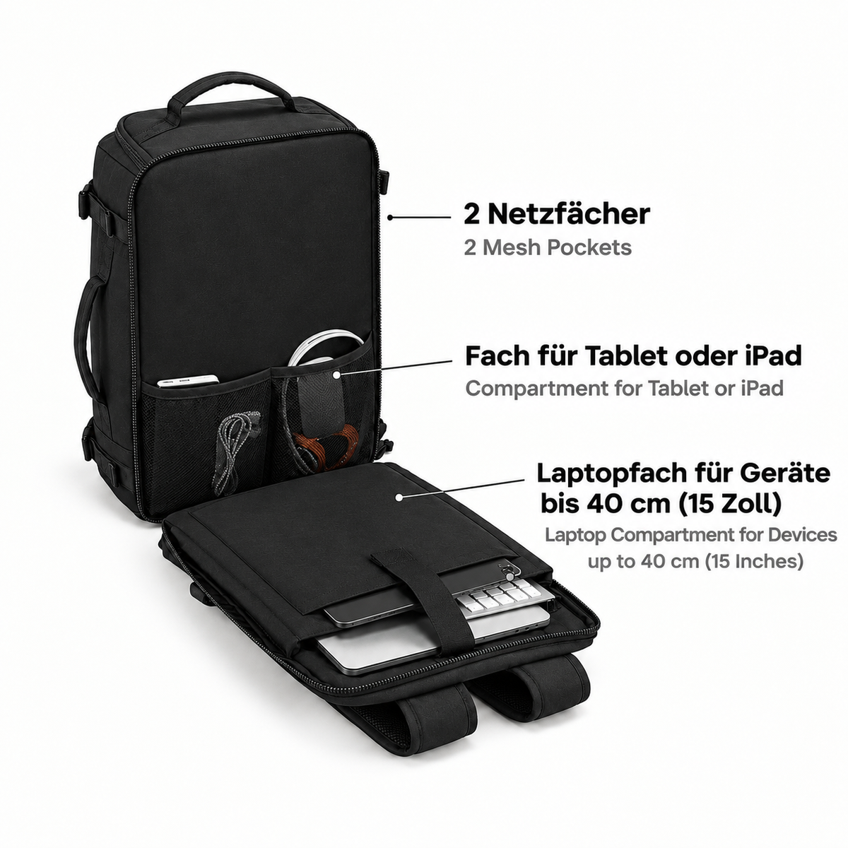 The Travel Bag – Expandable 28–38 L Travel Backpack, detail view 8